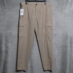 PT Torino Cargo Pants Mens 35x30 Beige Cotton Linen Chino The Rebel Pockets